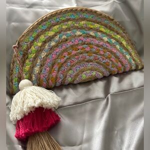 Antik Kraft Tan Clutch with Braided Trim